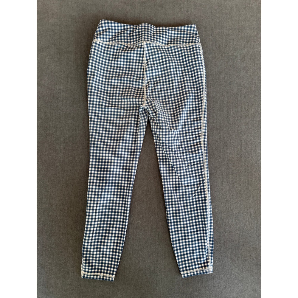 J Crew Weekend Womens Blue White Gingham Check Leggings Cotton Blend Large - Picture 2 of 8